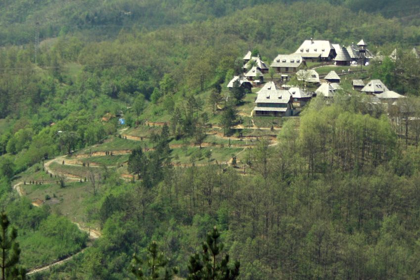 Great view on Mecavnik hill from Sargan Eight train on shared group tour.